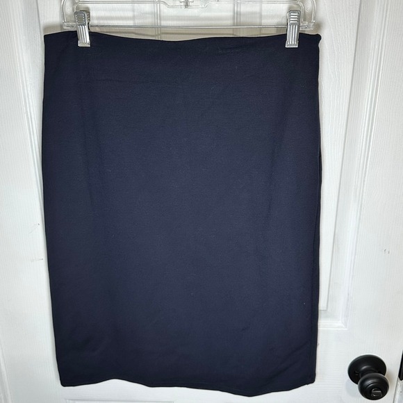 MNG Mango Dark Navy Pencil Skirt Size L— Classic Tailored Fit - Picture 2 of 5